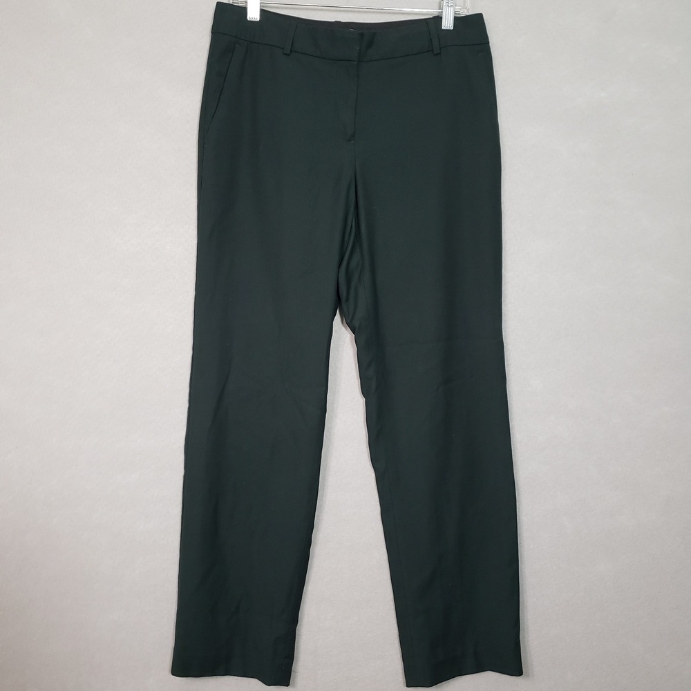 Ann Taylor 6 Dress Pants Green Wool Blend Straight Leg Professional Academia